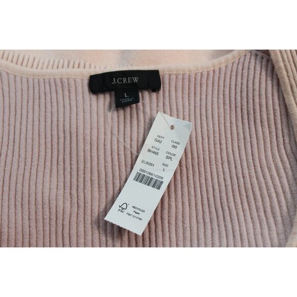 NWT J Crew Cropped Cardigan Sweater Large Ribbed Knit Low Cut Scoop Neck Preppy - Picture 11 of 11